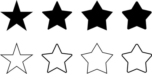 Star icons. Gold Star or favorite flat icon for apps and websites. Rating Star icon. Star vector collection. Modern simple stars. Vector illustration.