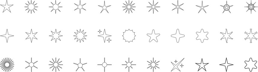 Star icons. Gold Star or favorite flat icon for apps and websites. Rating Star icon. Star vector collection. Modern simple stars. Vector illustration.