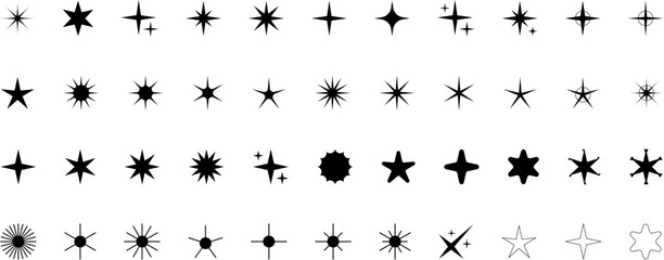 Star icons. Gold Star or favorite flat icon for apps and websites. Rating Star icon. Star vector collection. Modern simple stars. Vector illustration.