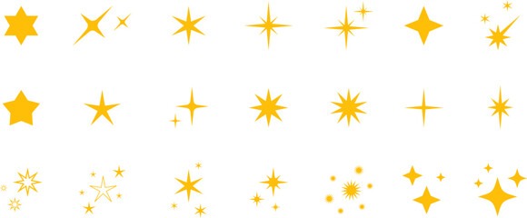 Star icons. Gold Star or favorite flat icon for apps and websites. Rating Star icon. Star vector collection. Modern simple stars. Vector illustration.