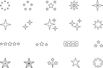 Star icons. Gold Star or favorite flat icon for apps and websites. Rating Star icon. Star vector collection. Modern simple stars. Vector illustration.