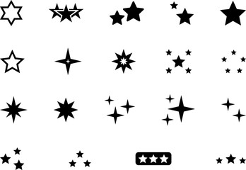 Star icons. Gold Star or favorite flat icon for apps and websites. Rating Star icon. Star vector collection. Modern simple stars. Vector illustration.