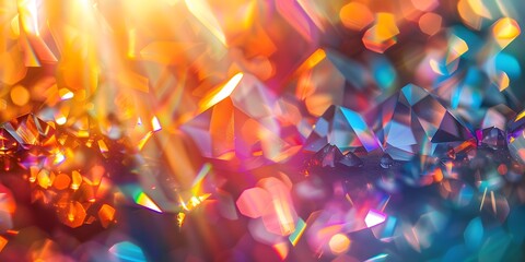 light refraction featuring crystal prisms and blurred and abstract colorful lens flare bokeh - obrazy, fototapety, plakaty