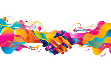 Abstract colorful handshake vector illustration on white background