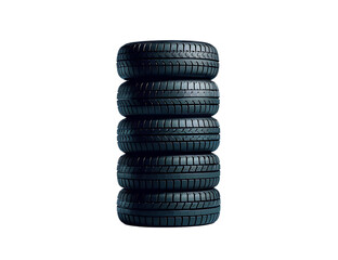 Fototapeta na wymiar A stack of four tires stacked on top of each other on a white background