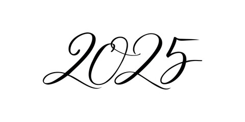 2025 - numbers written in calligraphic style on a white background. Vector illustration