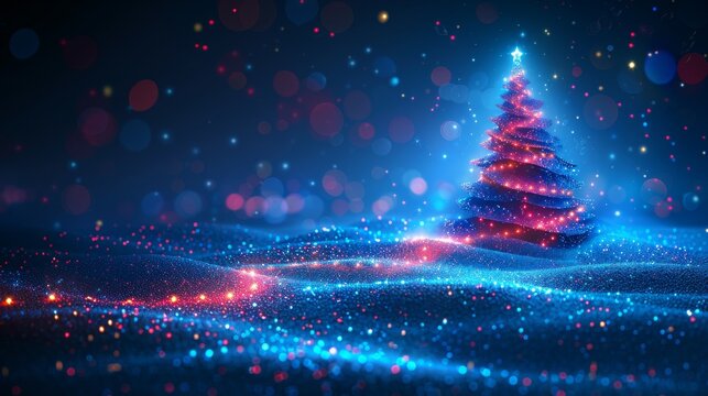 An abstract Christmas tree shaped like a starry sky. It can be used for Christmas or a happy new year. Modern illustration.