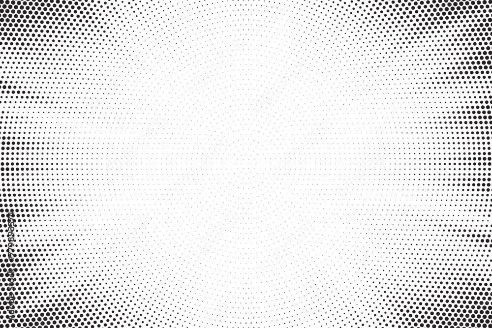 Aufkleber Halftone gradient sun rays pattern. abstract halftone vector dots background. monochrome dots pattern. pop art, comic small dots. star rays halftone poster. shine, explosion. sunrise rays background.