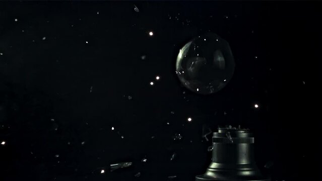 Super slow motion light bulb exploded. . High quality FullHD footage