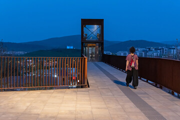 Pedestrian elevator. Pamplona. Mendillorri Neighborhood