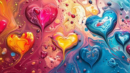 abstract background about love paint of many colors forming hearts - 779894318