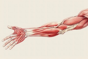 Obraz na płótnie Canvas A detailed illustration of the forearm muscles, showcasing the importance of grip strength.