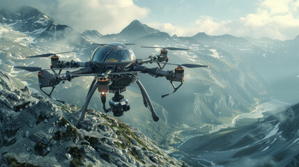 Fototapeta premium A high-tech drone with a built-in camera and intelligent flight modes