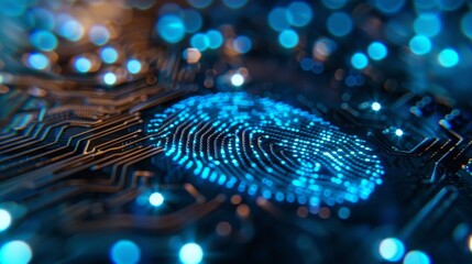 Circuit board background with fingerprint scanning technology. Modern technology innovation concept on a modern background.