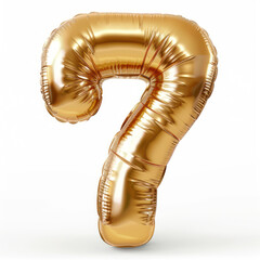 Golden Number Balloons number seven. Realistic 3d render air balloon. Helium balloons. Party, birthday, celebrate anniversary and wedding. Realistic design elements.