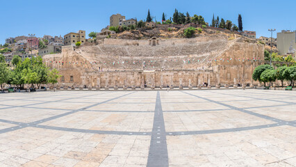 Amman, Jordan - The theatre was built in the 2nd century AD during the reign of Antoninus Pius (AD...