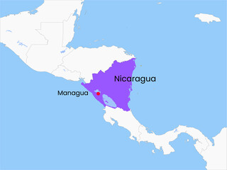 High detailed map of Nicaragua. Outline map of Nicaragua. North America