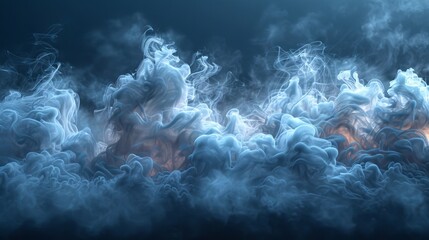 A nighttime smoke cloud mists the sky - obrazy, fototapety, plakaty