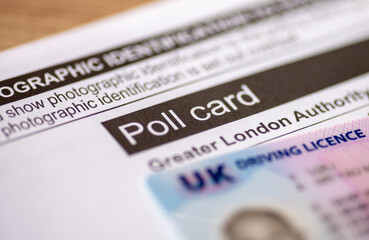 London. UK- 03.29.2024. An official poll card for the Greater London Authorities elections and a UK...