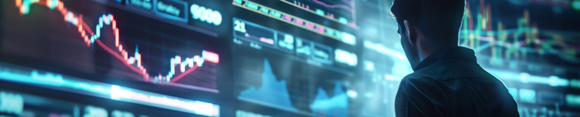 A financial advisor reviewing investment portfolios with clients, using holographic charts and models to project future gains