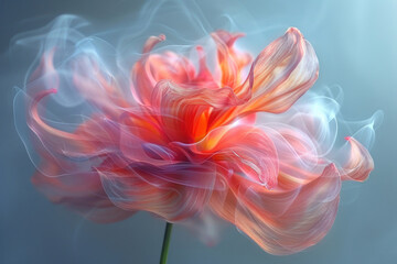 A close-up of a flower, with its petals blurred by motion