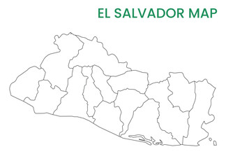 High detailed map of El Salvador. Outline map of El Salvador. North America