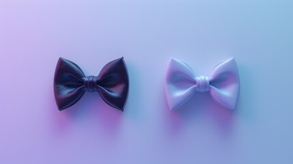 Elegant Black and Pastel Pink Bow Ties on Gradient Background
