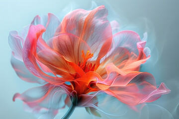A close-up of a flower, with its petals blurred by motion