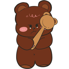 teddy bear with a spoon