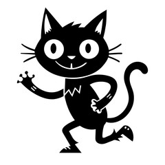 Sleek Cat Vector in Bold Black A Fully Possessed Feline Silhouette