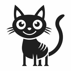 Sleek Cat Vector in Bold Black A Fully Possessed Feline Silhouette