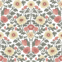 Möbelaufkleber Seamless pattern with folk art design elements. Folk vector illustration with flowers on white background. Traditional motif. © Evgeniia