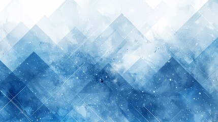 A blue and white abstract painting of a mountain range, AI
