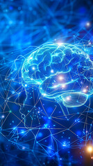 Brain-Computer Interface, Futuristic Sensation, Technological Sensation, Artificial Intelligence, Glowing Lines, Brain