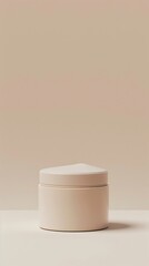 Cream packaging, sleek design, minimalist, soft pastel colors, front angle, smooth texture, 