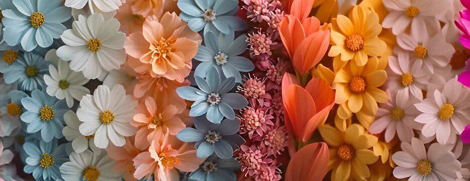 Close up of blooms in botanical photo collage. 4K Video