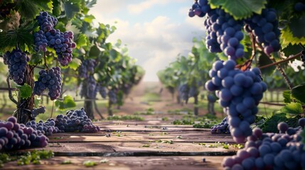 A Vineyard with Ripe Grapes