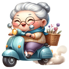 Cute Grannies Clipart, Watercolor Funny Old Lady Clipart, Granny Birthday PNG, Mothers Day Clipart, Mom Clipart PNG, Gift for Grandmother	