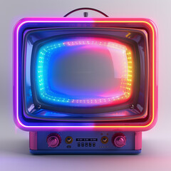 Cyberpunk-Style Vintage TV Icon in 3D