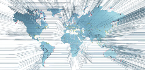 Global Connectivity Concept Illustrating Digital Networks Across Continents - obrazy, fototapety, plakaty