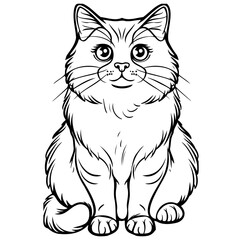 cat black and white outline monochrome