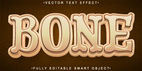 Cartoon Brown Bone Vector Fully Editable Smart Object Text Effect