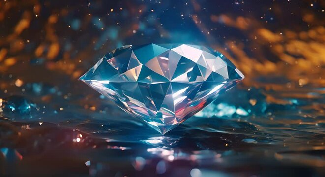 Diamond reflecting a spectrum of light against a dark velvet backdrop, unparalleled brilliance,