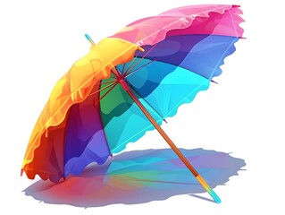 Vibrant Multicolored Umbrella Casting a Prismatic Shadow on a Sunny Day