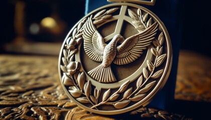 Details of a peace medal awarded to non-violence advocates.