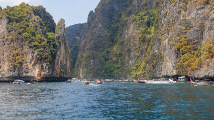 Ao Pileh, Phi Phi Islands in Thailand is a famous tourist attraction and tourists want to come and...
