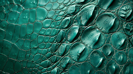 Turquoise green texture of crocodile leather background
