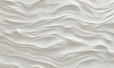 Minimalistic abstract background with white 3d waves. Banner with beige glossy soft wavy embossed...