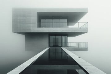 Fototapeta premium An abstract minimalist architectural structure in monochrome, emphasizing clean lines and open space.