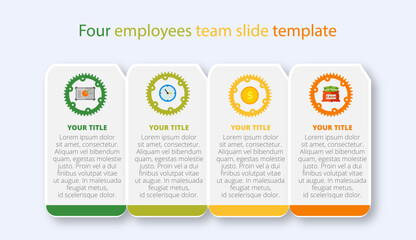 Four employees team slide template